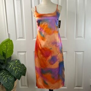 Wild Fable Orange and Purple Tie-Dye Midi Dress